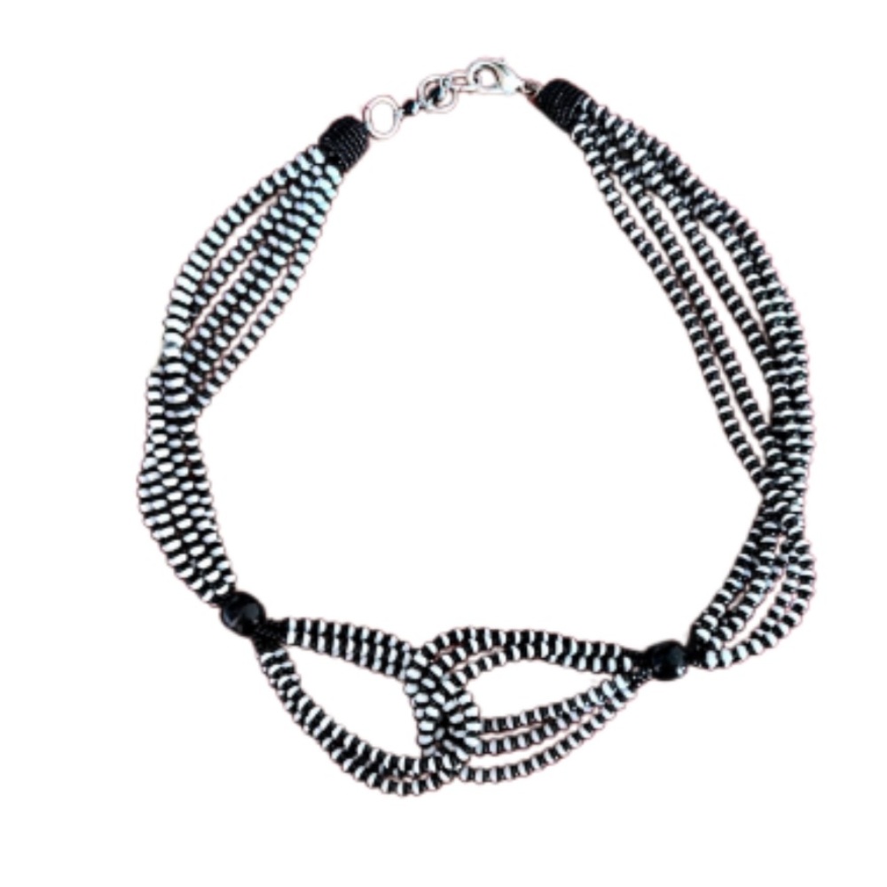 Black and White Multi-strand Italian Necklace NwT